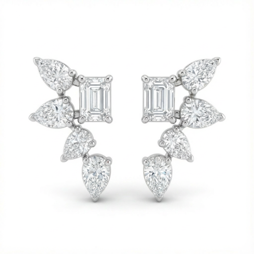 حلق الماس ذهب ابيض عيار18