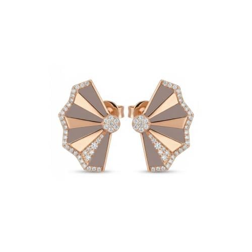 حلق الماس ذهب روز جولد عيار18