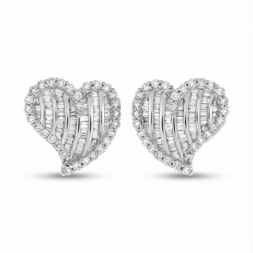 حلق ذهب ابيض والماس عيار18