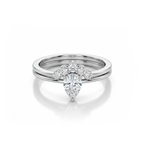 خاتم توينز الماس ذهب ابيض عيار18