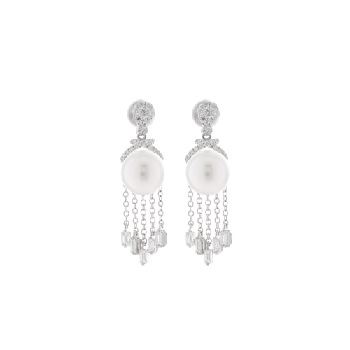 حلق الماس ذهب ابيض عيار18