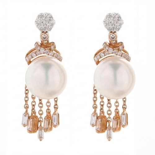 حلق الماس ذهب روزقولد عيار18