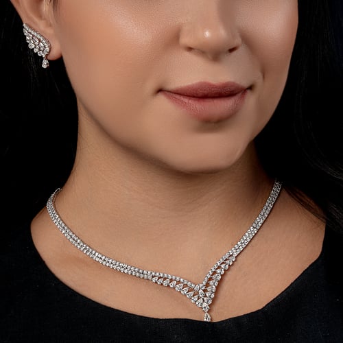 عقد الماس ذهب ابيض