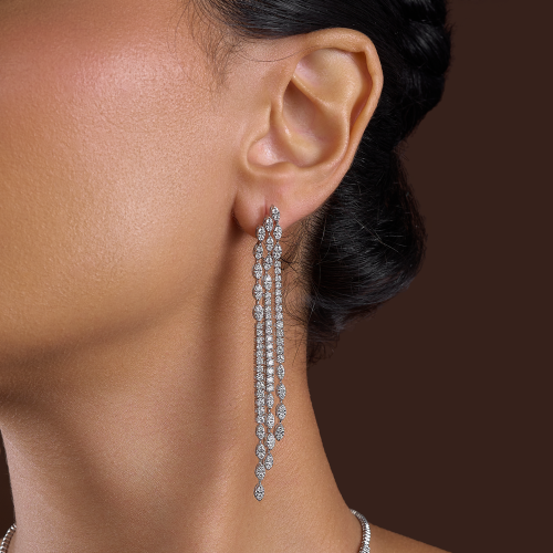 حلق الماس ذهب ابيض عيار18