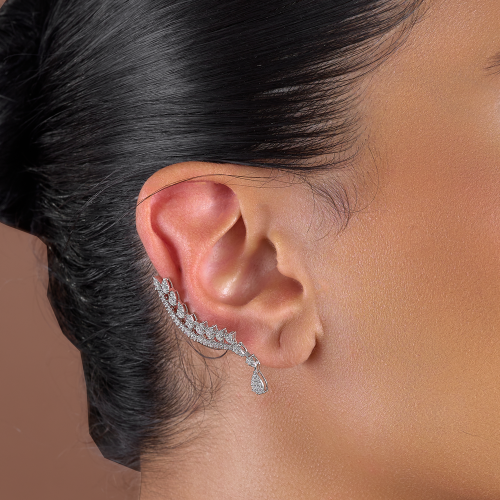 حلق الماس ذهب ابيض عيار18