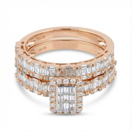 خاتم توينز الماس ذهب روز جولد عيار18