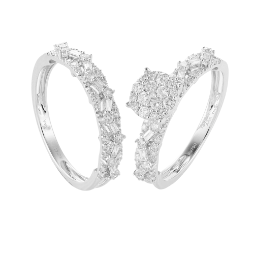 خاتم توينز الماس ذهب ابيض عيار18