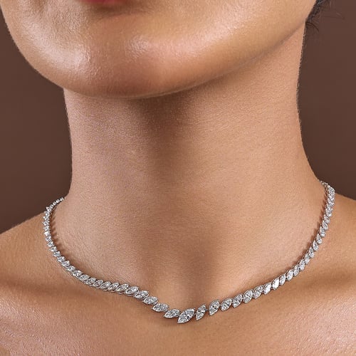 عقد الماس تنس ذهب أبيض عيار18