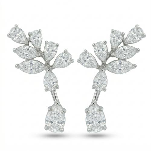 حلق ذهب ابيض والماس