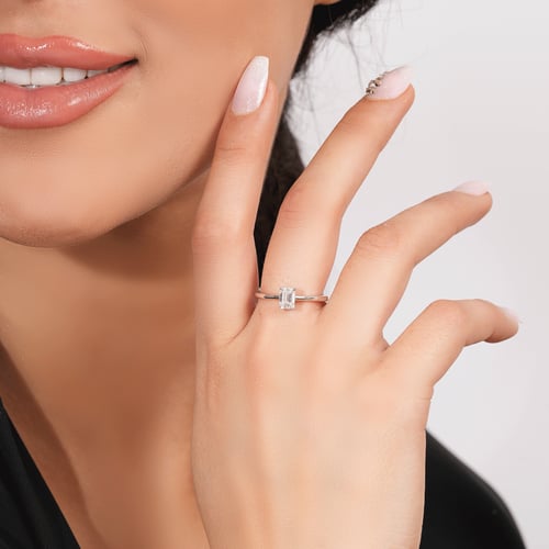 خاتم ذهب ابيض والماس