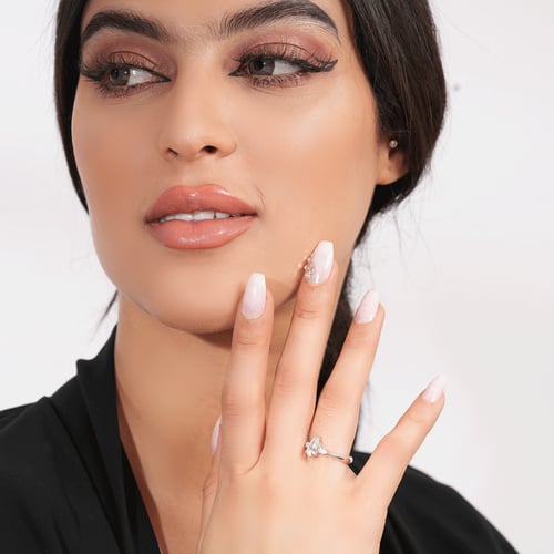 خاتم ذهب ابيض والماس