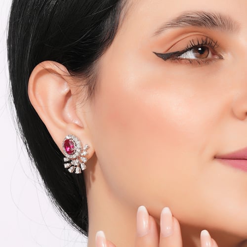 حلق ذهب ابيض والماس