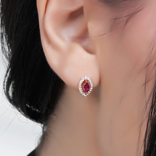 حلق ذهب روز قولد والماس