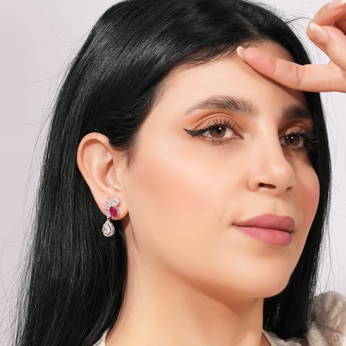 حلق ذهب ابيض والماس