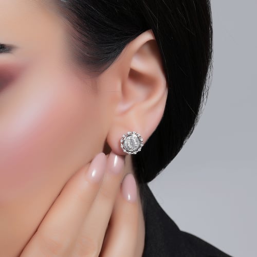 حلق ذهب ابيض والماس