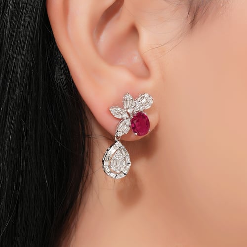 حلق ذهب ابيض والماس