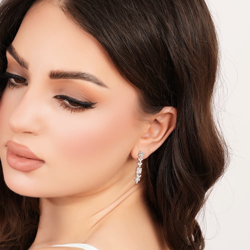 حلق ذهب ابيض والماس