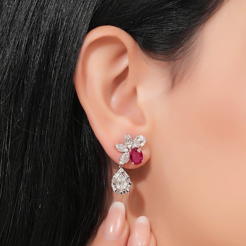 حلق ذهب ابيض والماس