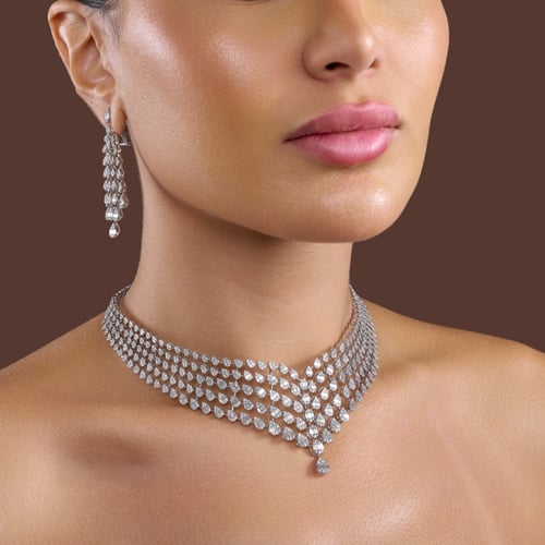 طقم ذهب ابيض و الماس