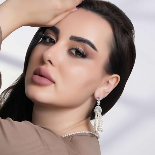 حلق ذهب ابيض والماس