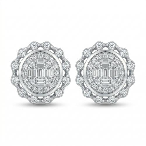 حلق ذهب ابيض والماس