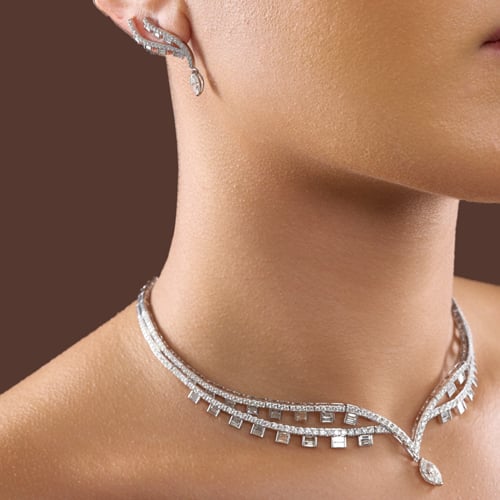 عقد الماس ذهب ابيض عيار18