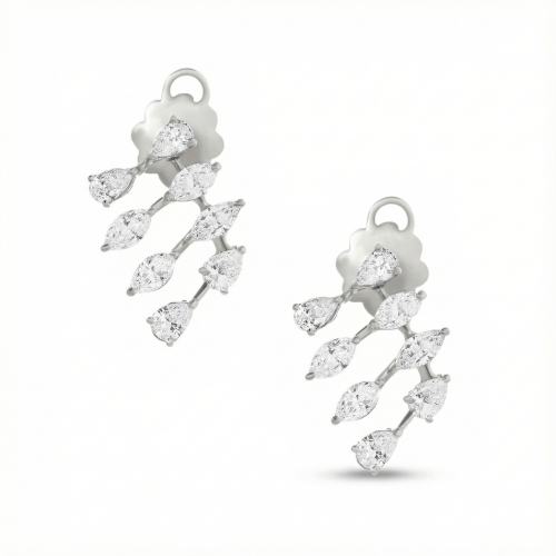 حلق ذهب ابيض والماس