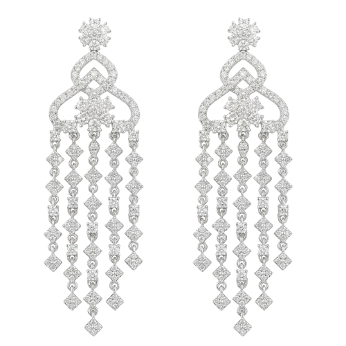 حلق الماس ذهب ابيض عيار18