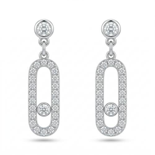 حلق ذهب ابيض والماس