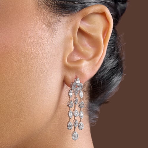 حلق الماس ذهب ابيض عيار18