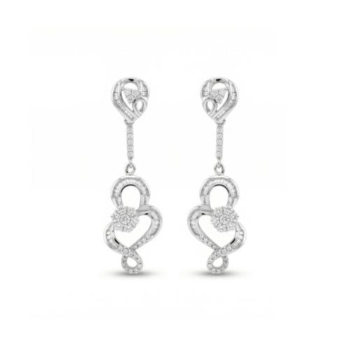 حلق الماس ذهب ابيض عيار18