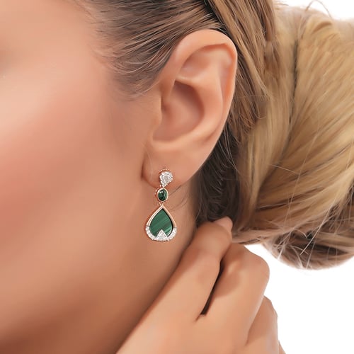 حلق ذهب روز قولد والماس