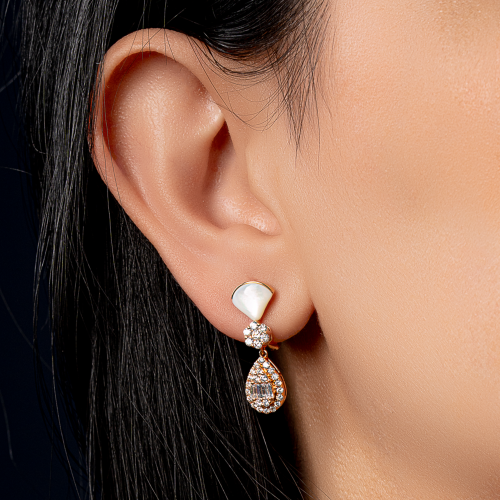 حلق الماس ذهب اصفر