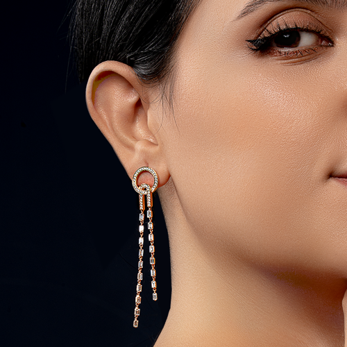 حلق الماس ذهب اصفر