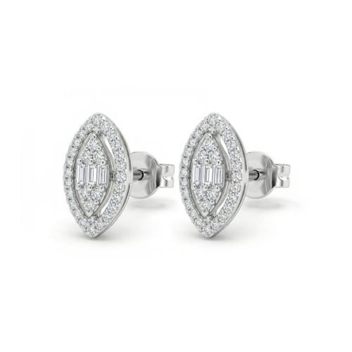 حلق الماس ذهب ابيض عيار18