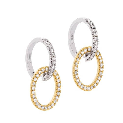 حلق الماس ذهب أصفر وأبيض