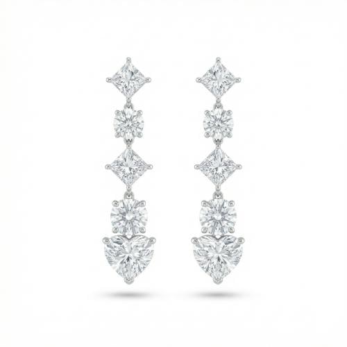 حلق الماس ذهب ابيض عيار 18