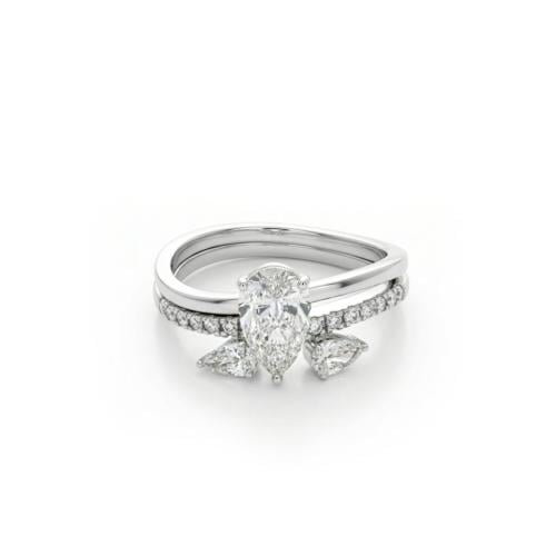 خاتم توينز الماس ذهب ابيض عيار18