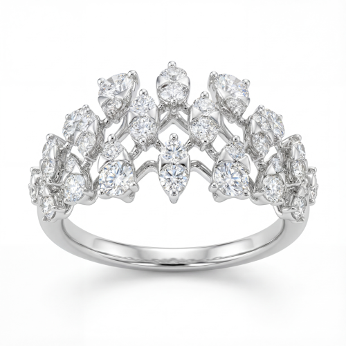 خاتم ذهب ابيض والماس عيار18