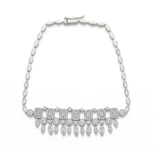 طقم ذهب ابيض والماس عيار18