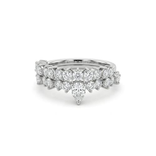 خاتم توينز الماس ذهب ابيض عيار18