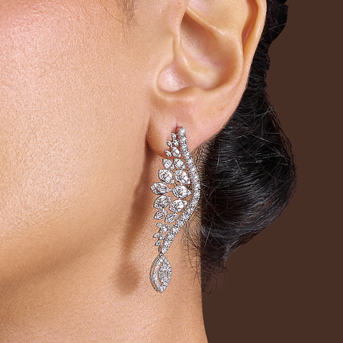 حلق الماس ذهب ابيض عيار18