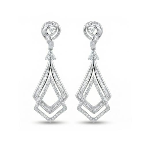 حلق الماس ذهب ابيض عيار18