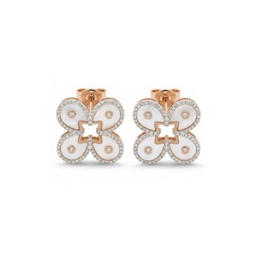 حلق الماس ذهب روز جولد عيار18