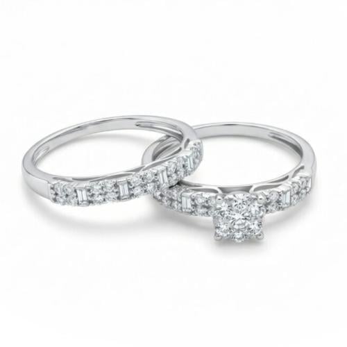 خاتم توينز الماس ذهب ابيض عيار18