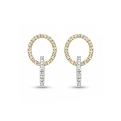 حلق الماس ذهب أصفر وأبيض