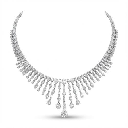 عقد الماس ذهب ابيض عيار18