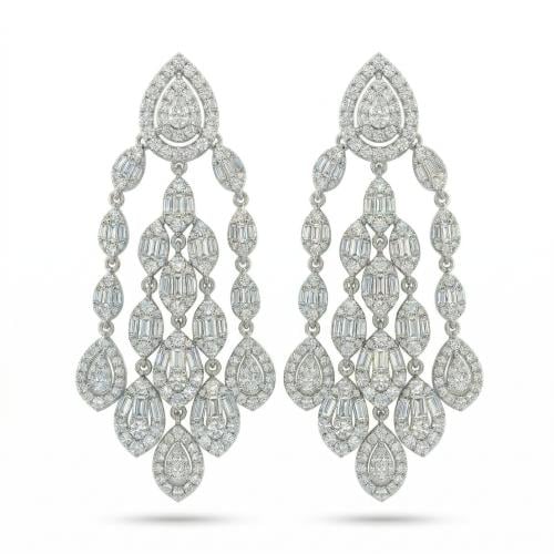 حلق الماس ذهب ابيض عيار18