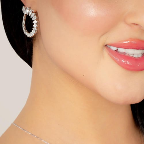 حلق ذهب ابيض و الماس