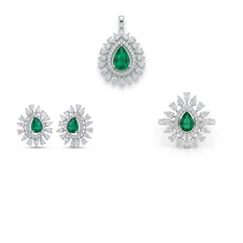 نص طفم ذهب ابيض و الماس عيار 18